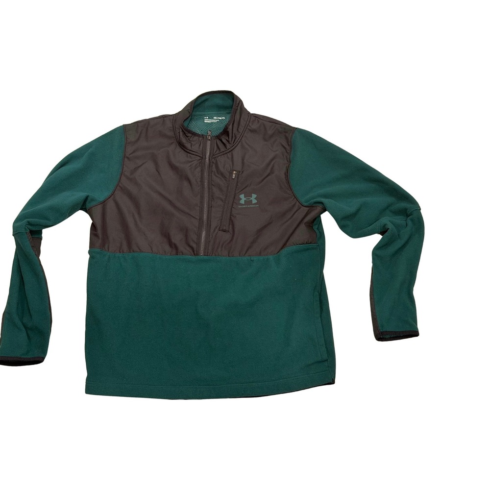 Under Armour Mens XXL Green Gray Fleece 1/4 Zip Pullover Jacket